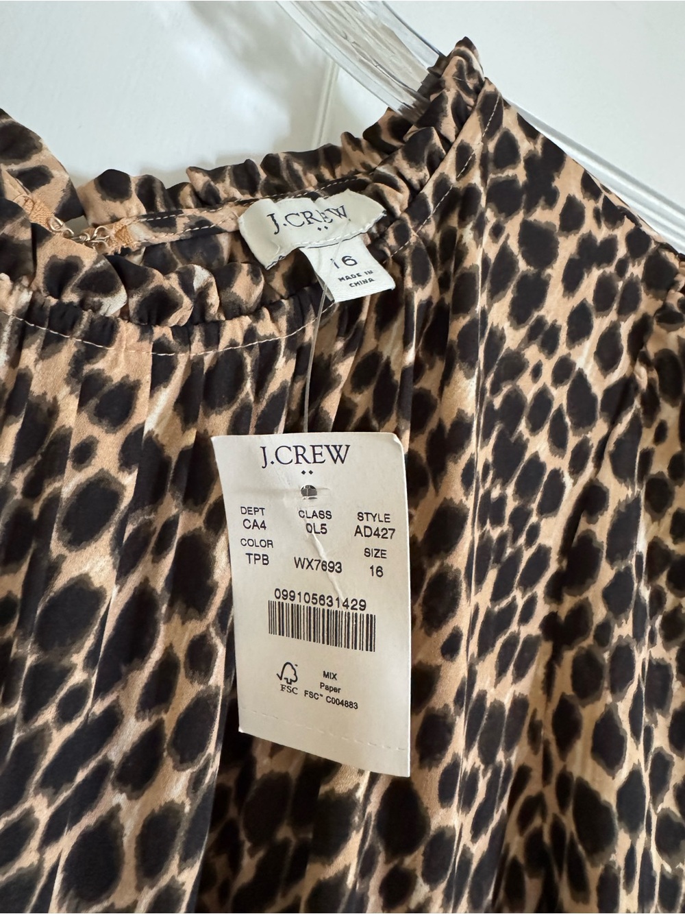 J.Crew - Ruffle-Neck Leopard Midi Dress - Picture 3 of 9